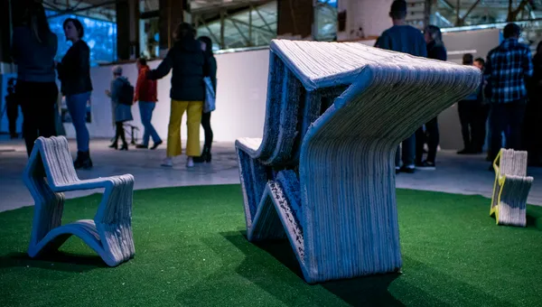 3D printed concrete art on display during the 2019 Innovation in Concrete Symposium organized by the University of Michigan Taubman College of Architecture and Urban Planning and the Civil and Environmental Engineering department.