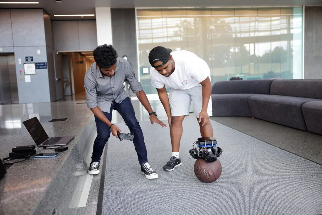 Yves Nazon works with a ballbot for ROB 311