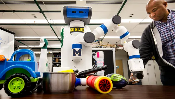 A robot perceiving a scene.