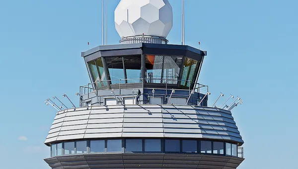 An air traffic control tower.
