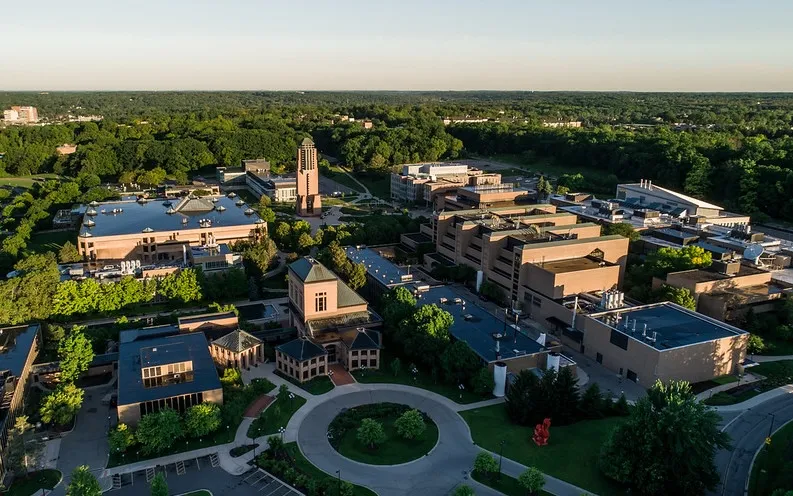 An aerial view of North Campus at the University of Michigan