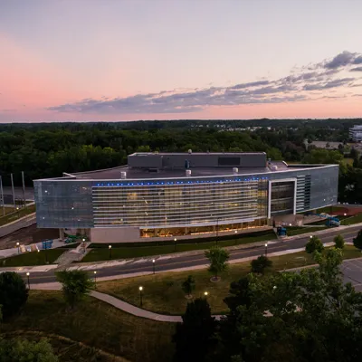 An aerial view of the Ford Motor Company Robotics Building.