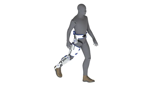 A model of the powered exoskeleton on the hip, knee and ankle joints.