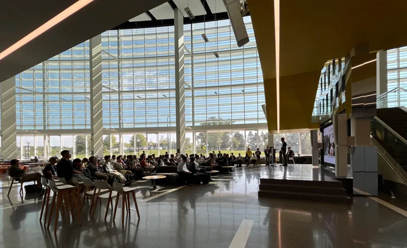 Industry leader shares insights to a crowd at Robotics Pathways Speaker Series