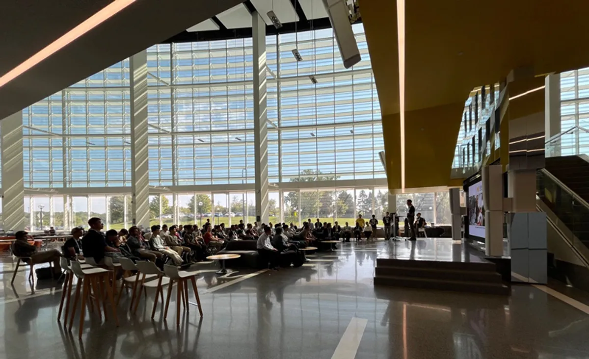 Industry leader shares insights to a crowd at Robotics Pathways Speaker Series