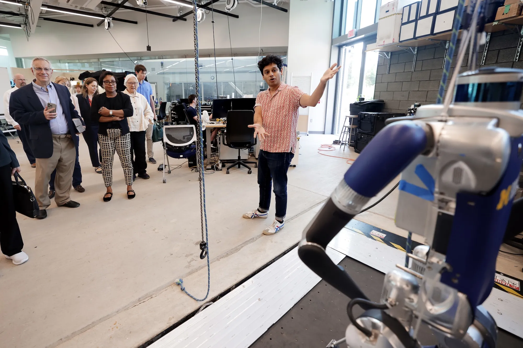 Ram Vasudevan presents legged robotics research to the President's Council of Advisors on Science and Technology.