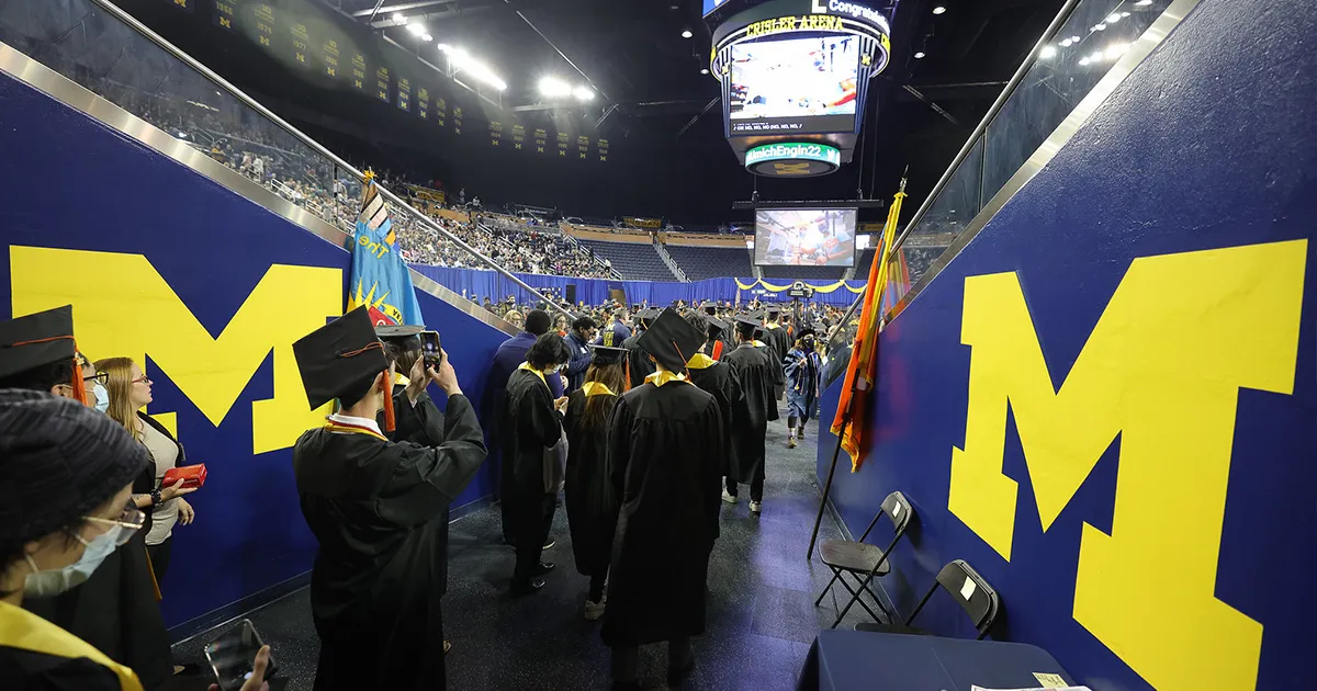 Graduates file in for commencement
