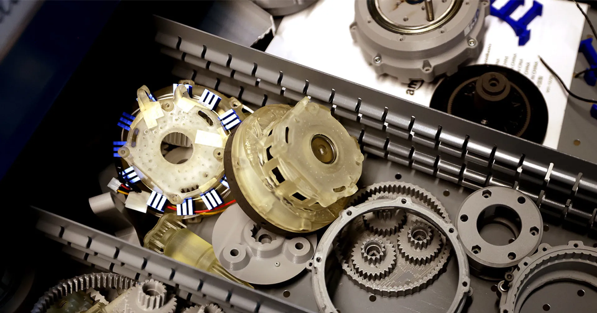 Motors, gears, and 3d printed parts