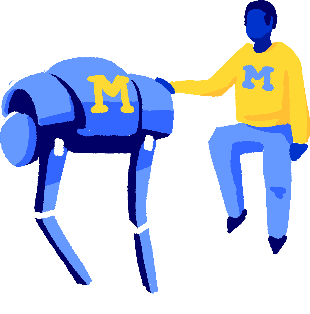 Robot and person sitting together